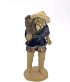 Miniature Ceramic Figurine - Glazed Farmer Carrying Wood - 3