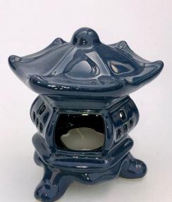 Blue Ceramic Pagoda Candle Holder - 5