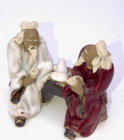 Ceramic Figurine<br>Two Men Sitting On A Bench - 2