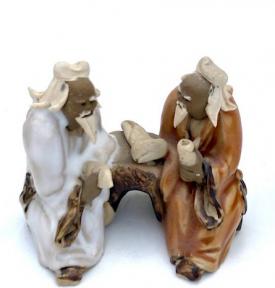 Ceramic Figurine<br>Two Men Sitting On A Bench - 2