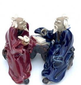Ceramic Figurine<br>Two Men Sitting On A Bench Playing Music 2