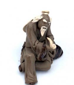 Miniature Ceramic Figurine<br>Mud Man with Pipe - 2