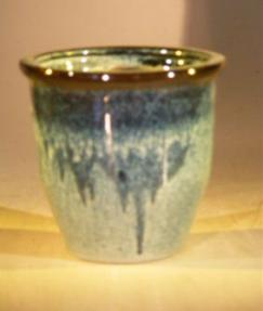 Blue Splash Ceramic Bonsai Pot - Round Tapered<br><i>5.25