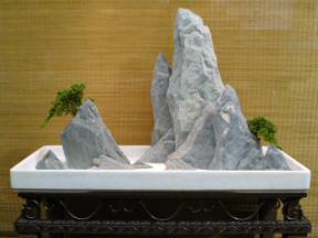 Grey Sword Stone Natural Mountainscape with Marble Tray