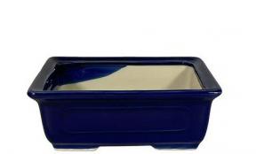 Blue Porcelain Bonsai Pot - Rectangle<br>6.5