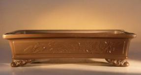 Ceramic Bonsai Pot<br>Unglazed Rectangle<br>w/etched design<br>