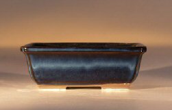 Houtoku Bonsai Pot<br>Glazed Blue Rectangle<br>