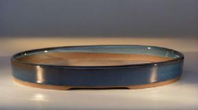 Houtoku Bonsai Pot<br>Glazed Blue Rectangle