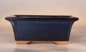 Ceramic Bonsai Pot Houtoku<br>Glazed Rectangle - Blue<br>8.75