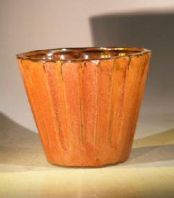 Aztec Orange Ceramic Container<br>Round Fluted Shape<br><i>7.5