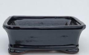 Black Ceramic Bonsai Pot - Rectangle<br>10.25