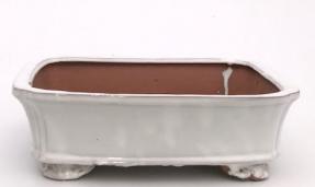 White Ceramic Bonsai Pot - Rectangle<br>10.5