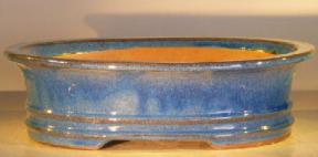 Blue Ceramic Bonsai Pot - Oval<br><i>14.0