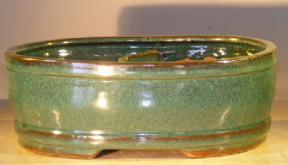 Blue/Green Ceramic Bonsai Pot<br>Land/Water Divider<br><i>10