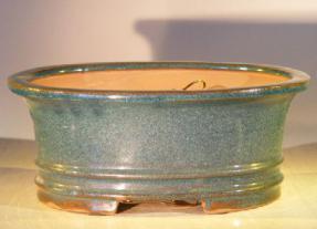 Blue/Green Ceramic Bonsai Pot - Oval<br>Professional Series<br><i>10