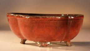 Parisian Red Ceramic Bonsai Pot<br>Round Petal Shape<br><i>6.0