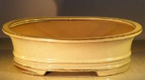 Beige Ceramic Bonsai Pot - Oval<br><i>12.0