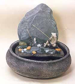 Fisherman Table Top Fountain with Terra Cotta Bowl