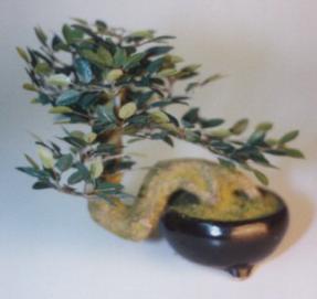 Artificial Bonsai Tree-up27 round Bonsai Pot semi cascade