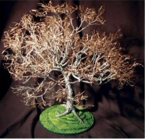 Wire Bonsai Tree Sculpture - Dogwood on Lawn<br>19