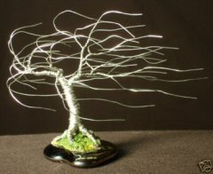 Wire Bonsai Tree Sculpture<br>Windswept Mini Tree - 4