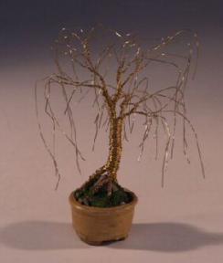 Golden Weeping Willow<br>Bonsai Tree Sculpture<br>