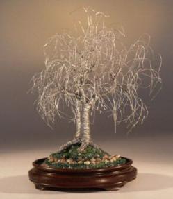 Silver Weeping Willow<br>Bonsai Tree Sculpture<br>