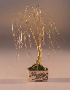 Golden Weeping Willow<br>Bonsai Tree Sculpture<br>